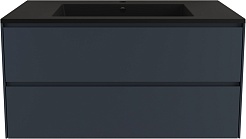 Style Line Тумба с кварцевой раковиной антрацит Лима 100 Plus подвесная эмаль графит матовая – фотография-1